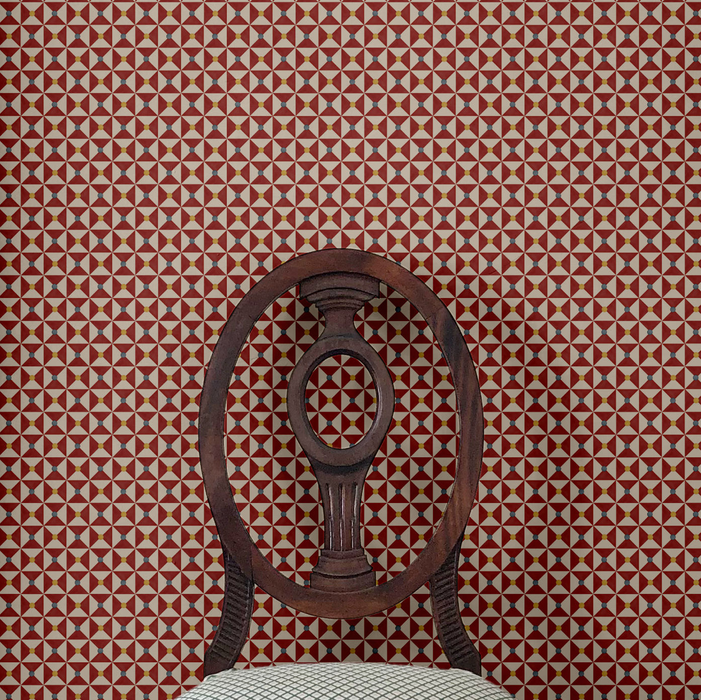 Broken Dishes Wallpaper - Traditional Red