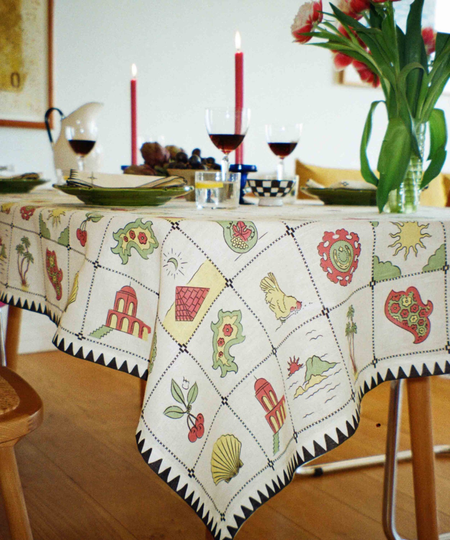 Redwork Tablecloth in Black