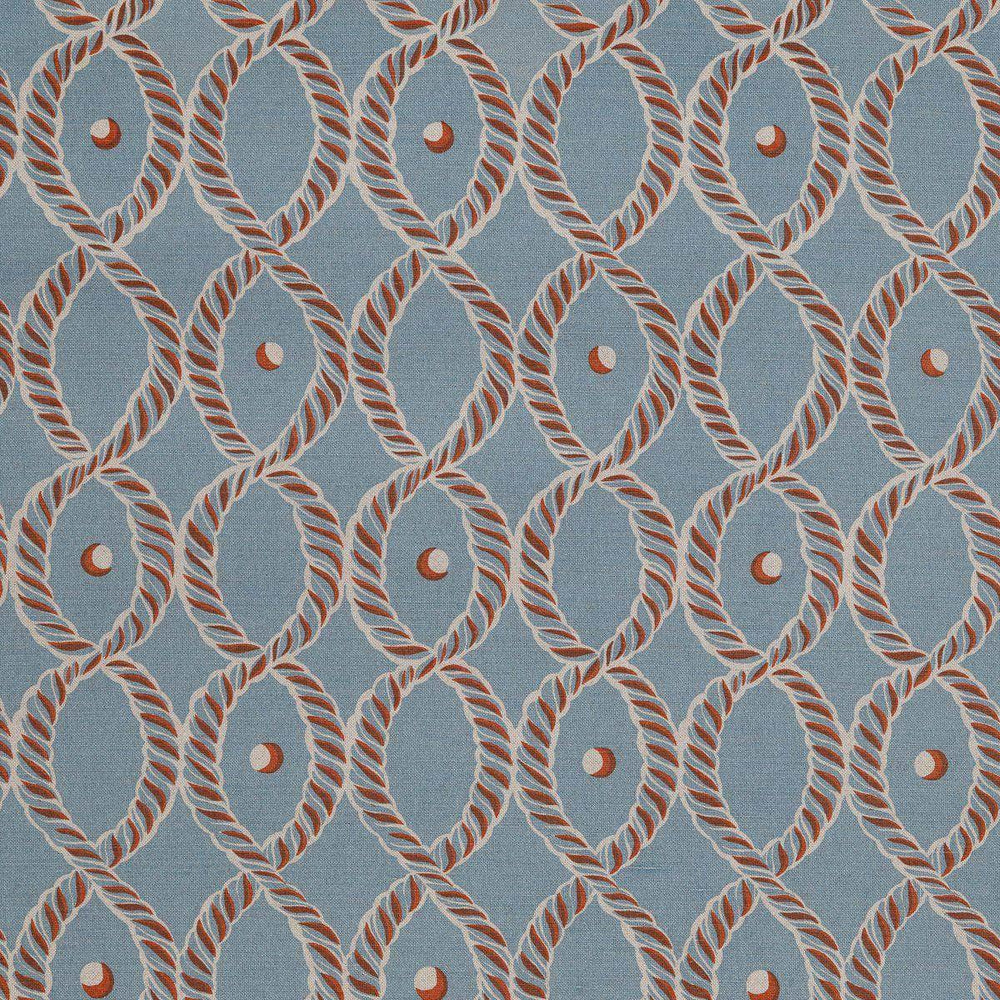 Dolly Fabric in Field Blue and Rust