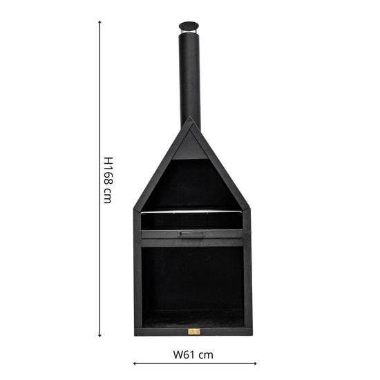 Outdoor Henley Fireplace Black with Grill Iron