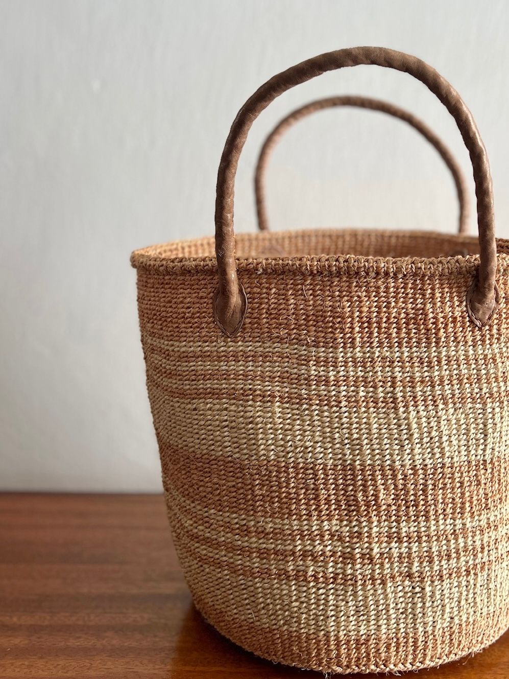 Light Peach Sisal Storage Basket