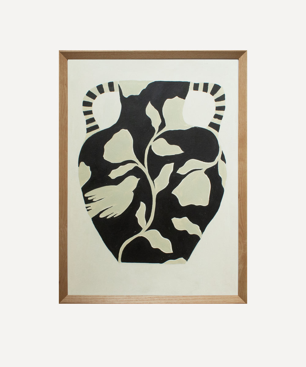 Bird on black vase- Original painting