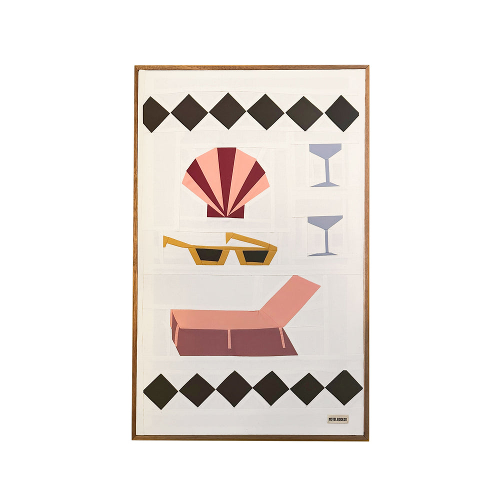 Summer Souvenirs Original Quilted Artwork in Handmade Frame