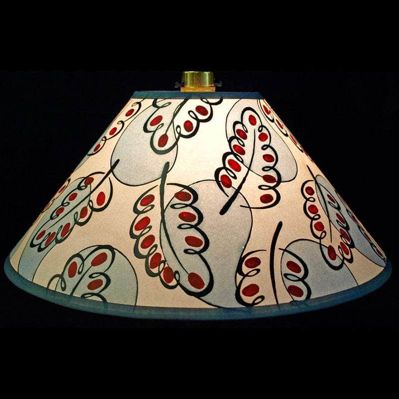 Paisley Leaf Hand Painted 14" Lampshade in Blue