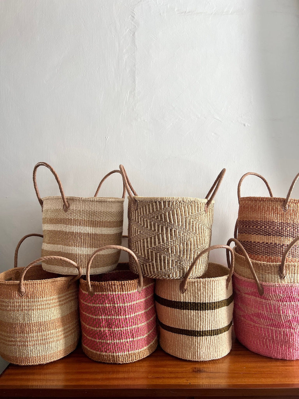 Peach & Purple Sisal Storage Basket