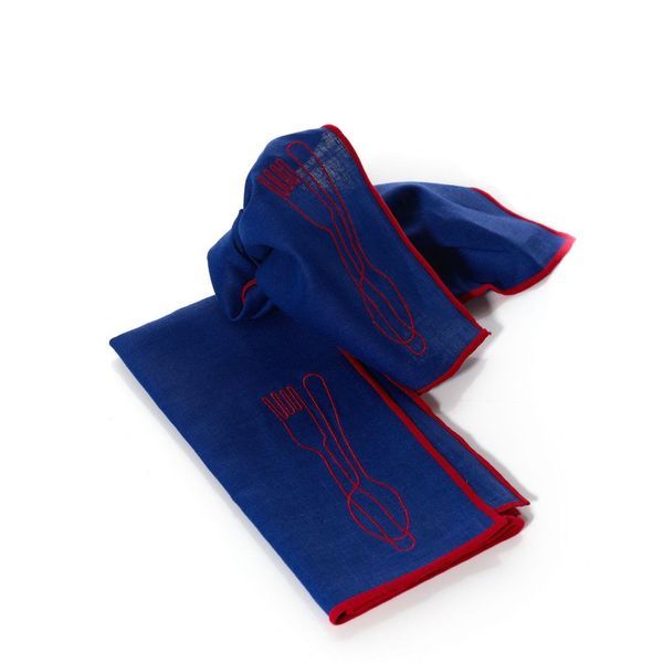 Linen Embroidered Napkins | 'Cutlery'