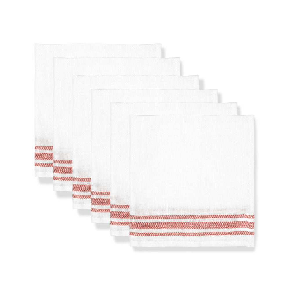 Set of 6 French Red Stripe Napkins