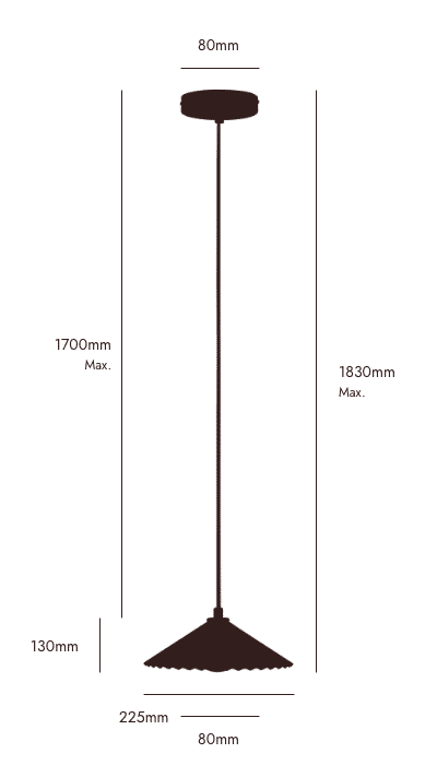 Burnt Orange Small Pleat Pendant Ceiling Light