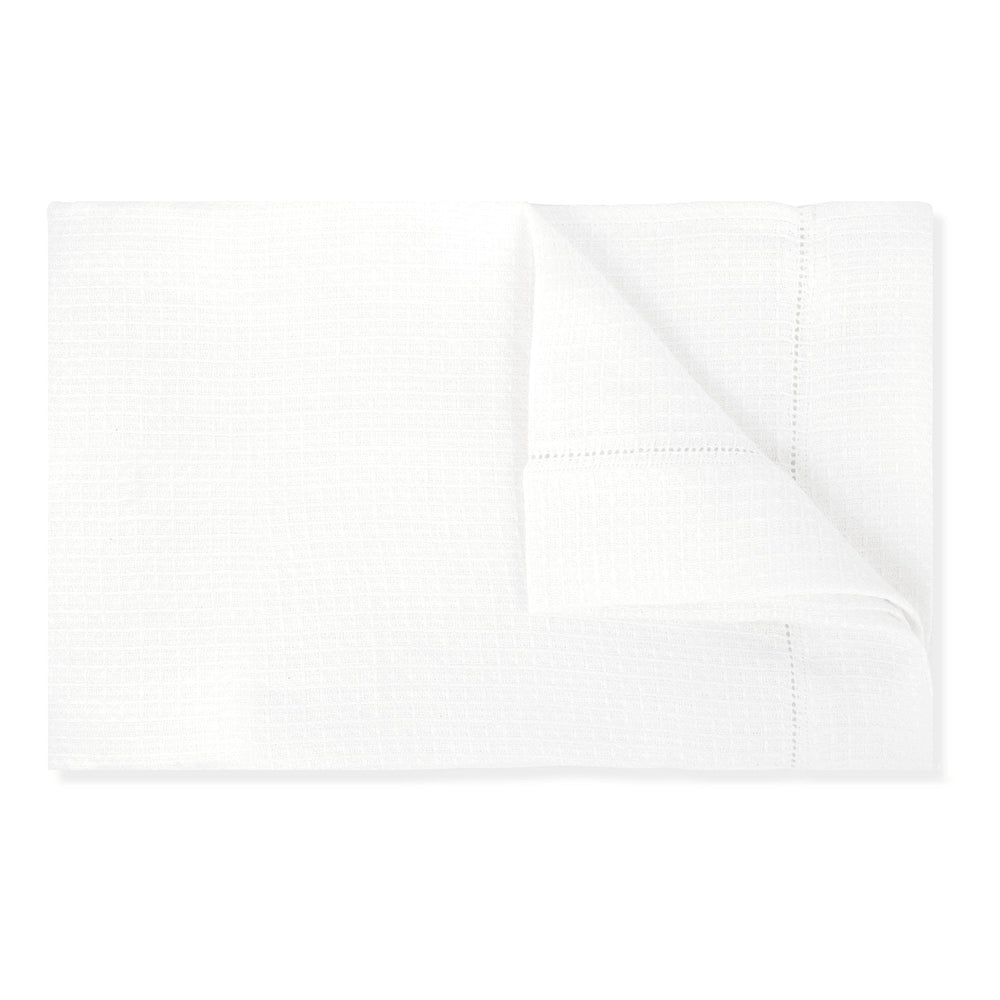 Liège Bath Sheet in Ivory White Waffle with White Hemstitch