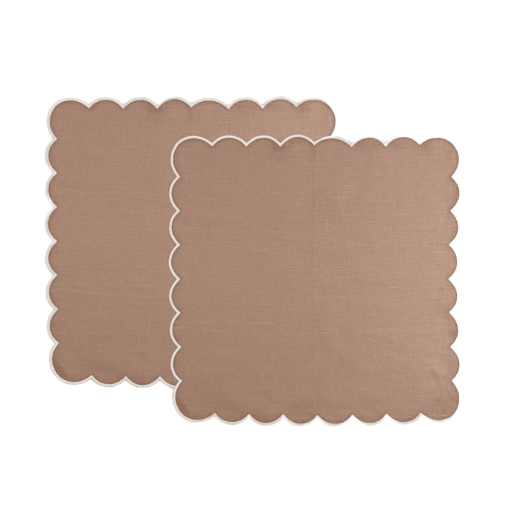 Scalloped Linen Napkins in Powder Pink & White
