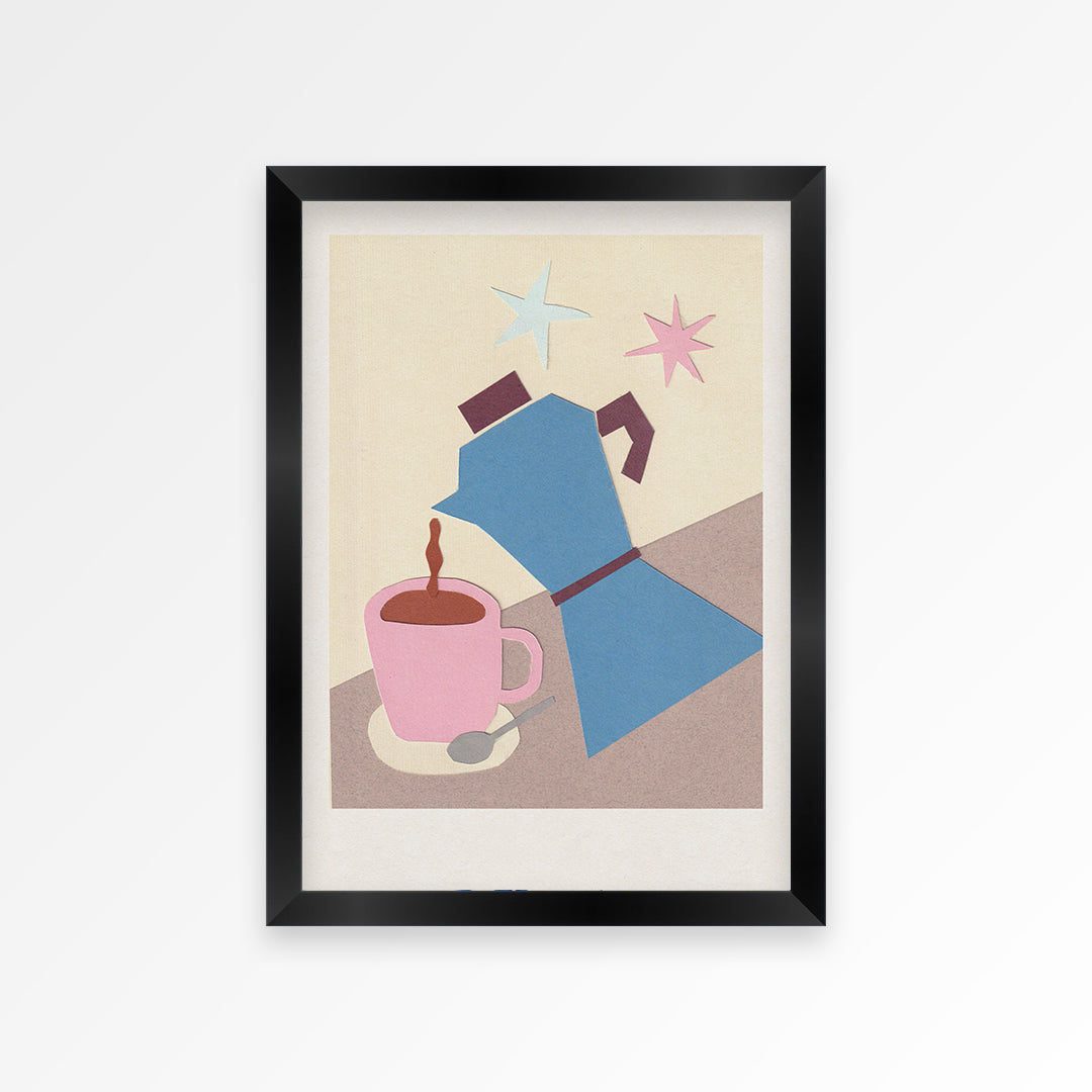 Coffee Pot Hand Collaged Print