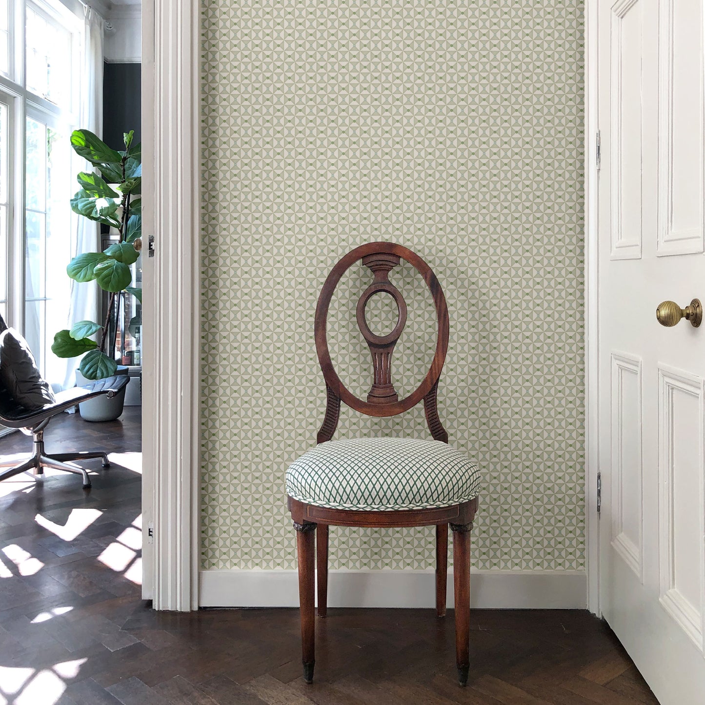 Broken Dishes Wallpaper - Serene Green