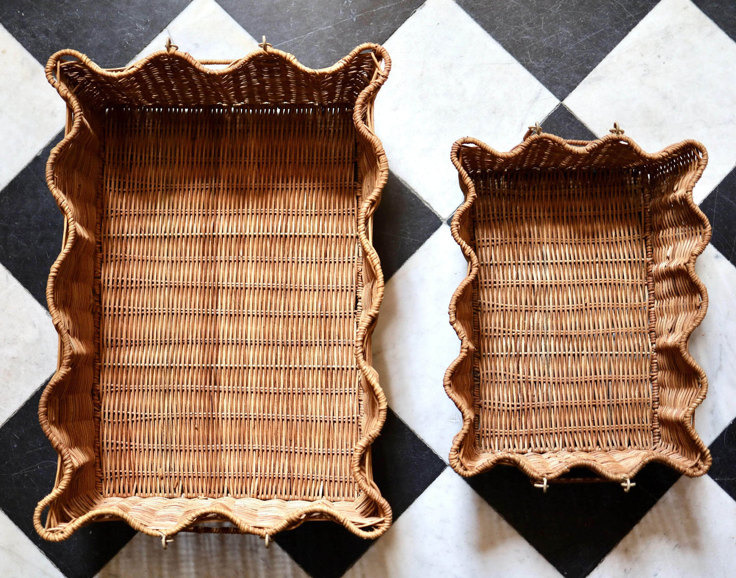 Scalloped Rattan Tray