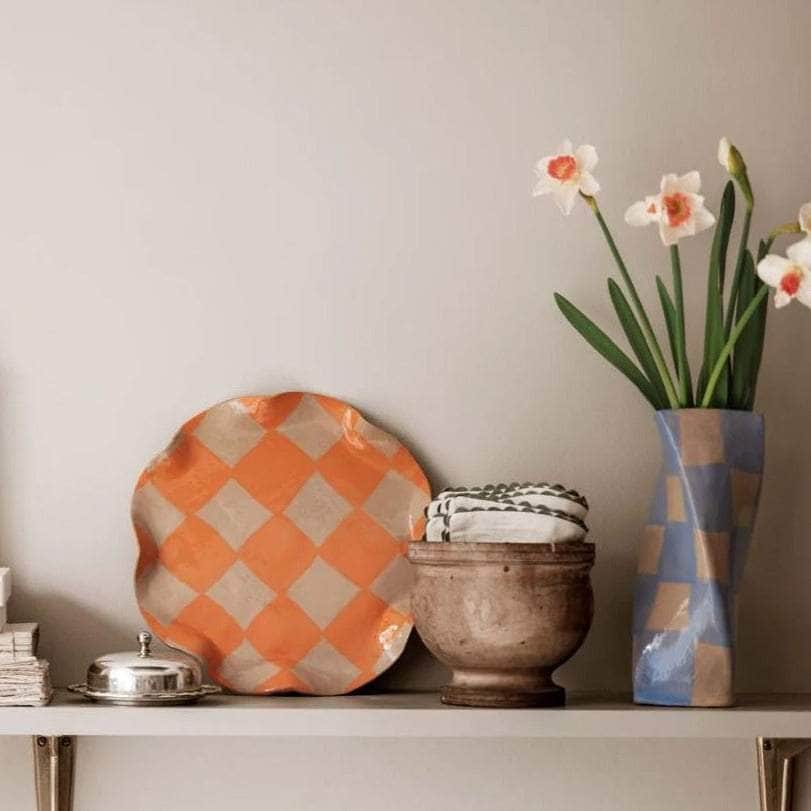 Baby Blue Check Twist Vase