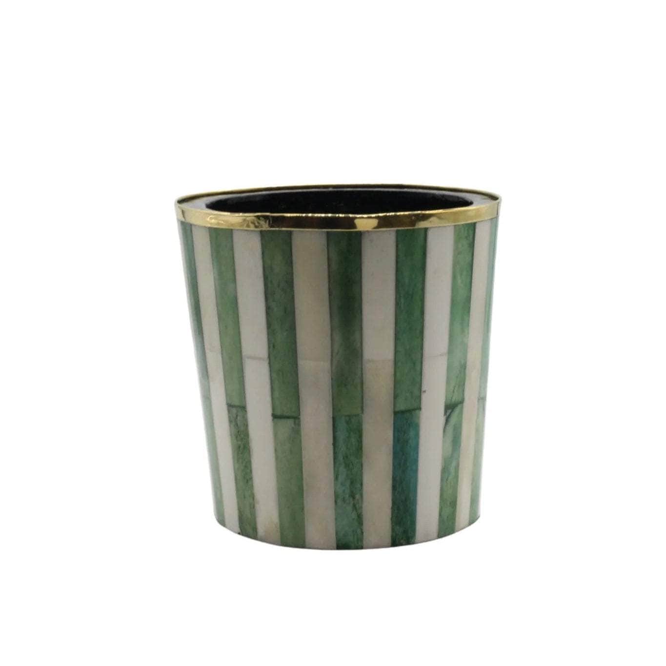 Round Inlay Planter | Medium | Green | Striped
