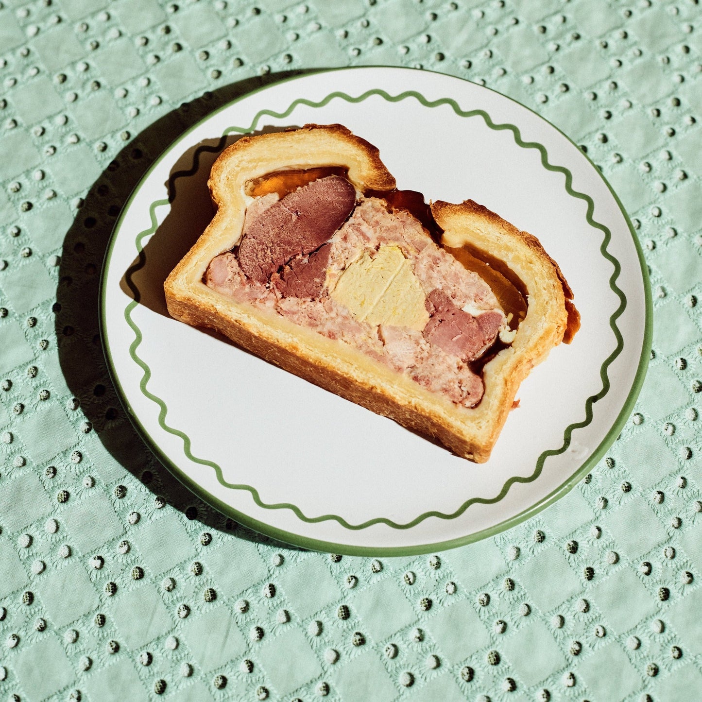 Lunch Plate - Olive Green Zigzag