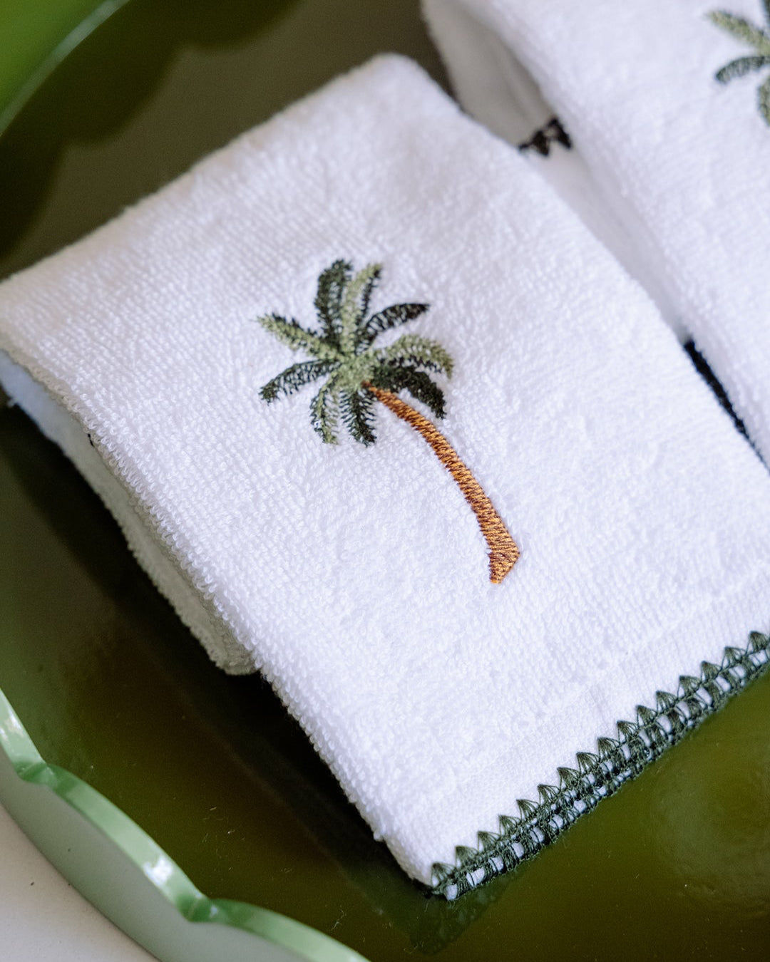 Hand Towel with Shell and Palm Tree Design