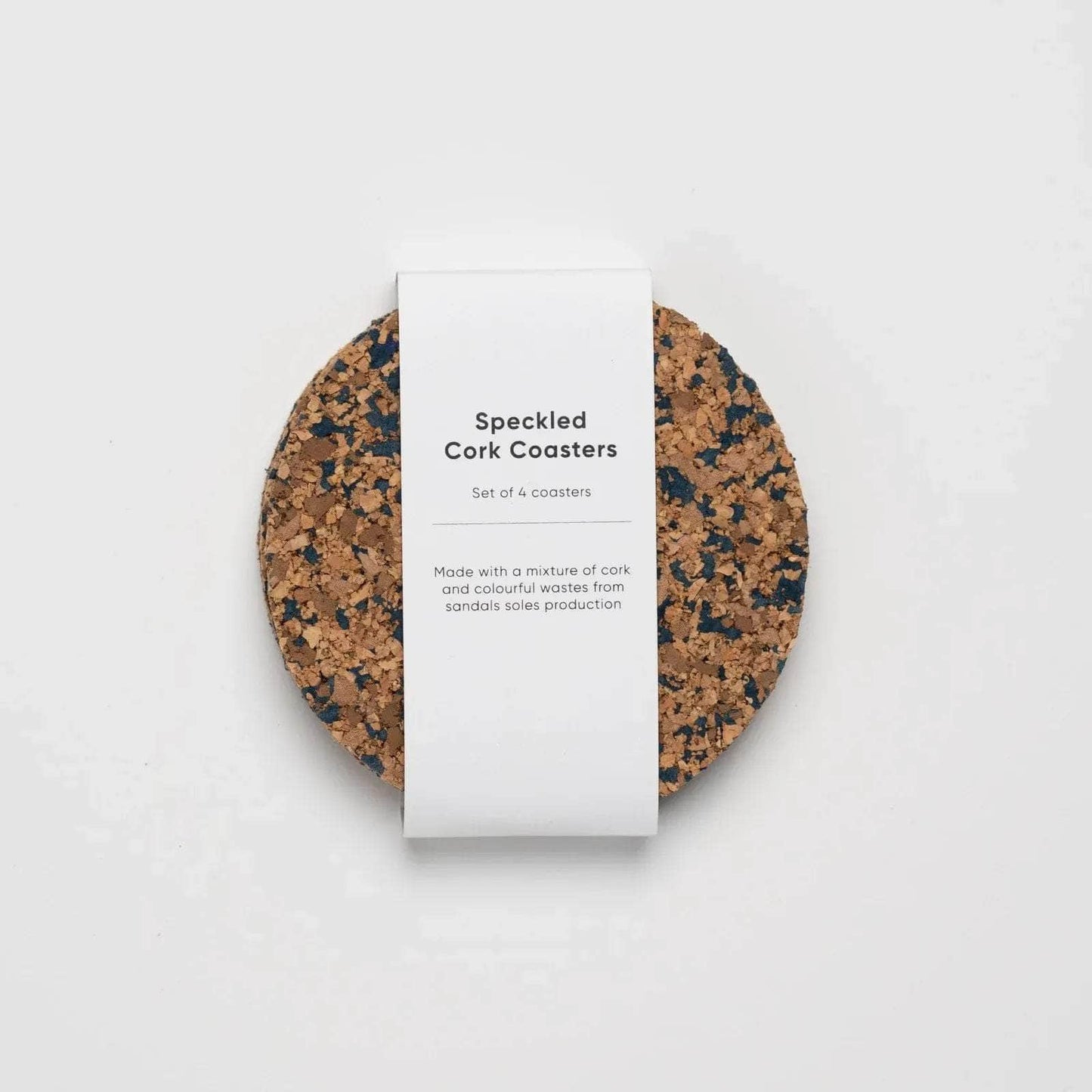 Navy Speckled Round Cork Coasters - Set of 4