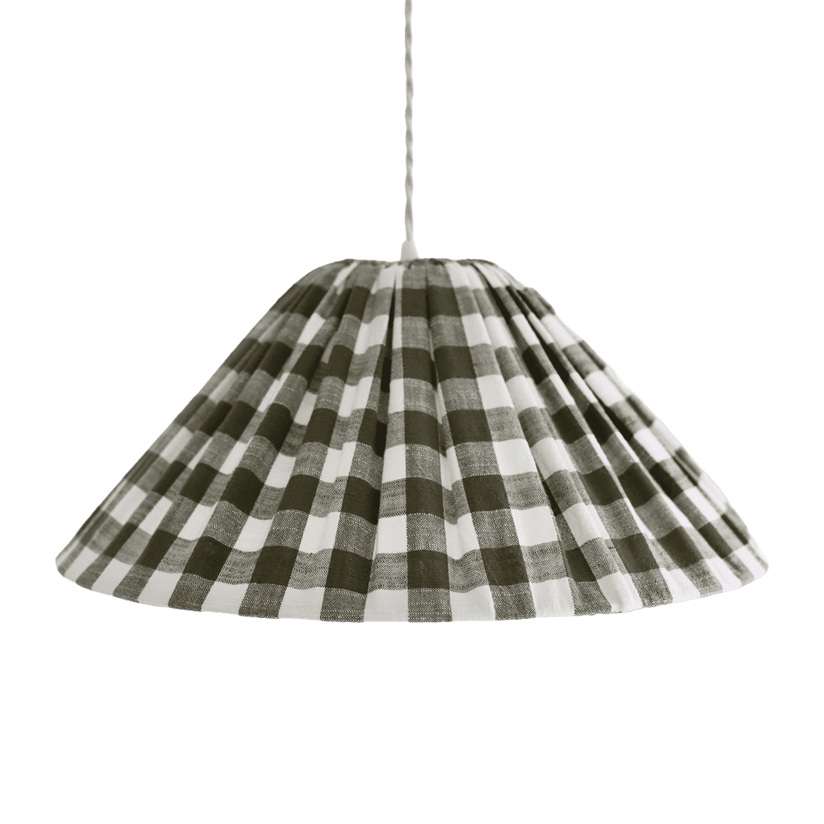 Malala Conical Pendant Light in Khaki with Large Check Pattern