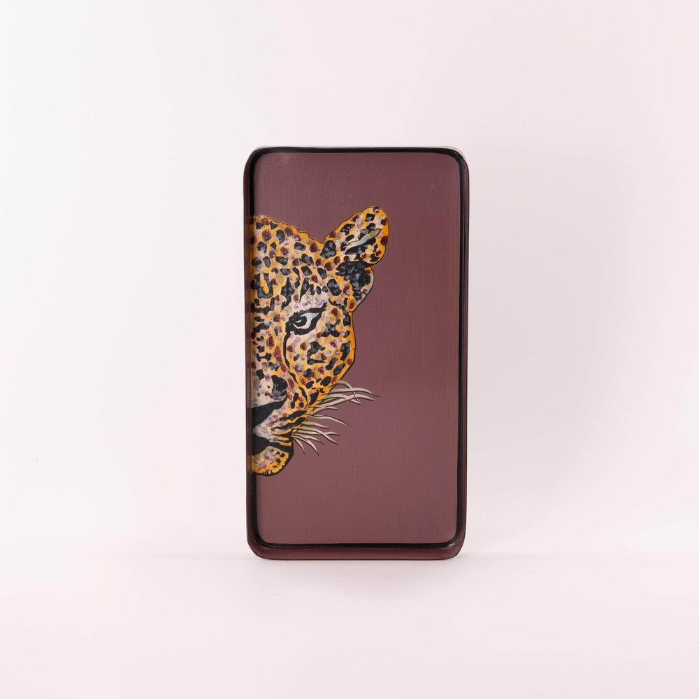 Fauna Hand-Painted Iron Tray - Leopard Right 02