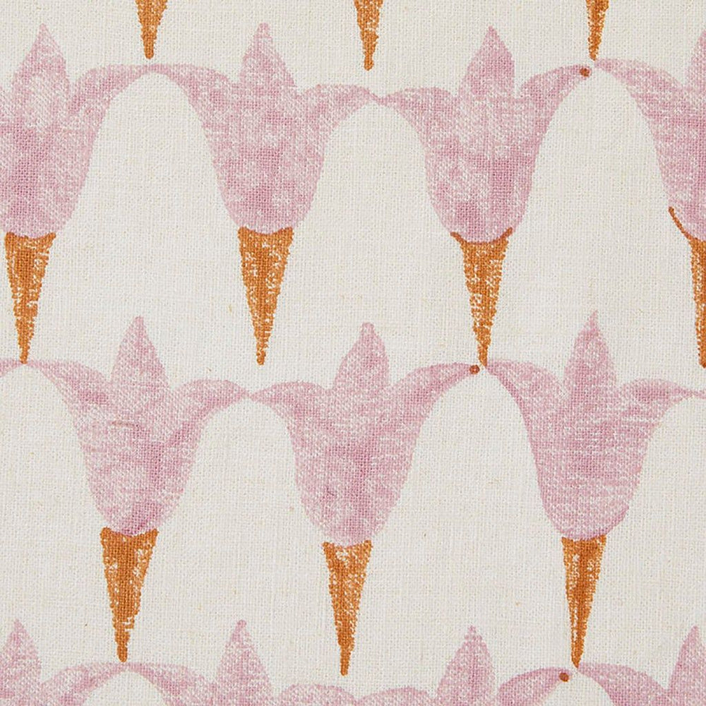 Tulip Block Printed Fabric Linen/Cotton Rose/Copper Sample