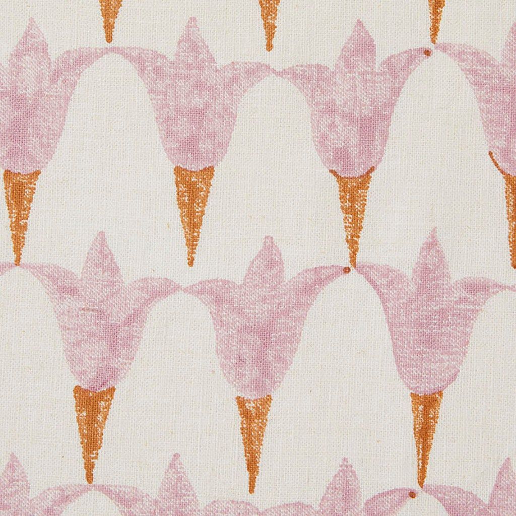 Tulip Block Printed Fabric Linen/Cotton Rose/Copper Sample