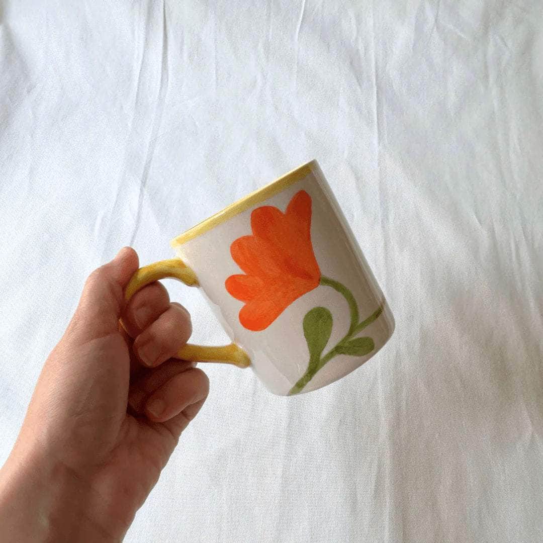 Colourful Yellow Flower Mugs (Set of 2)