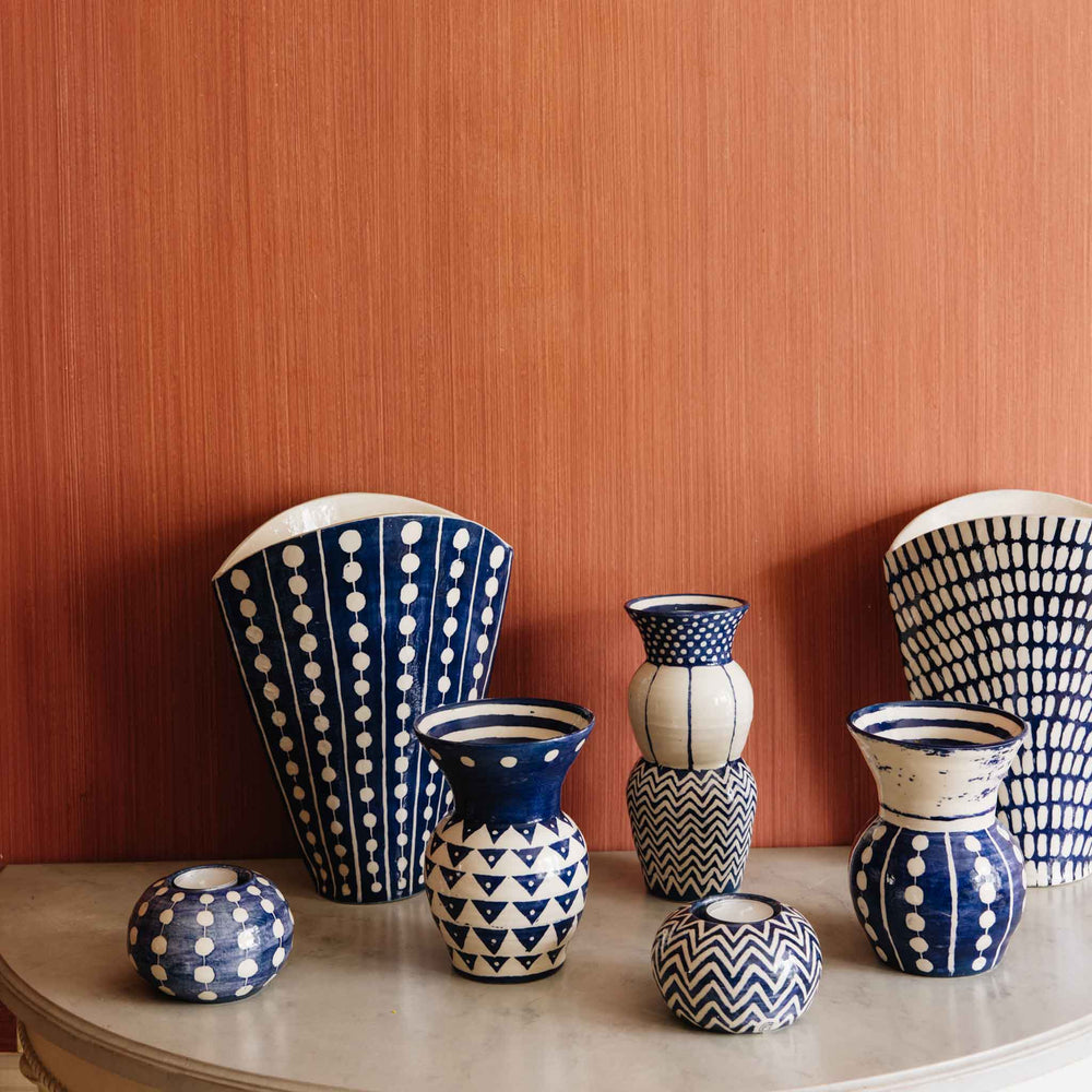 Triple Layer Zig Zag Vase Indigo