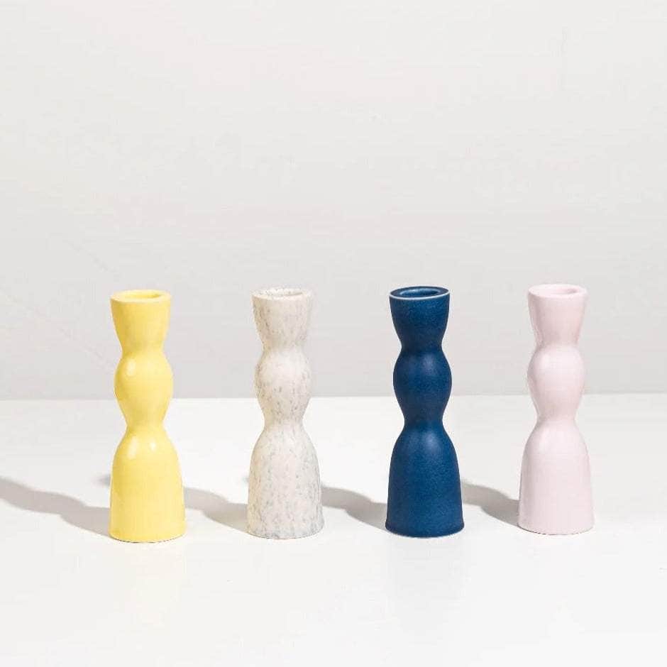 Blue Low Wave Candleholder