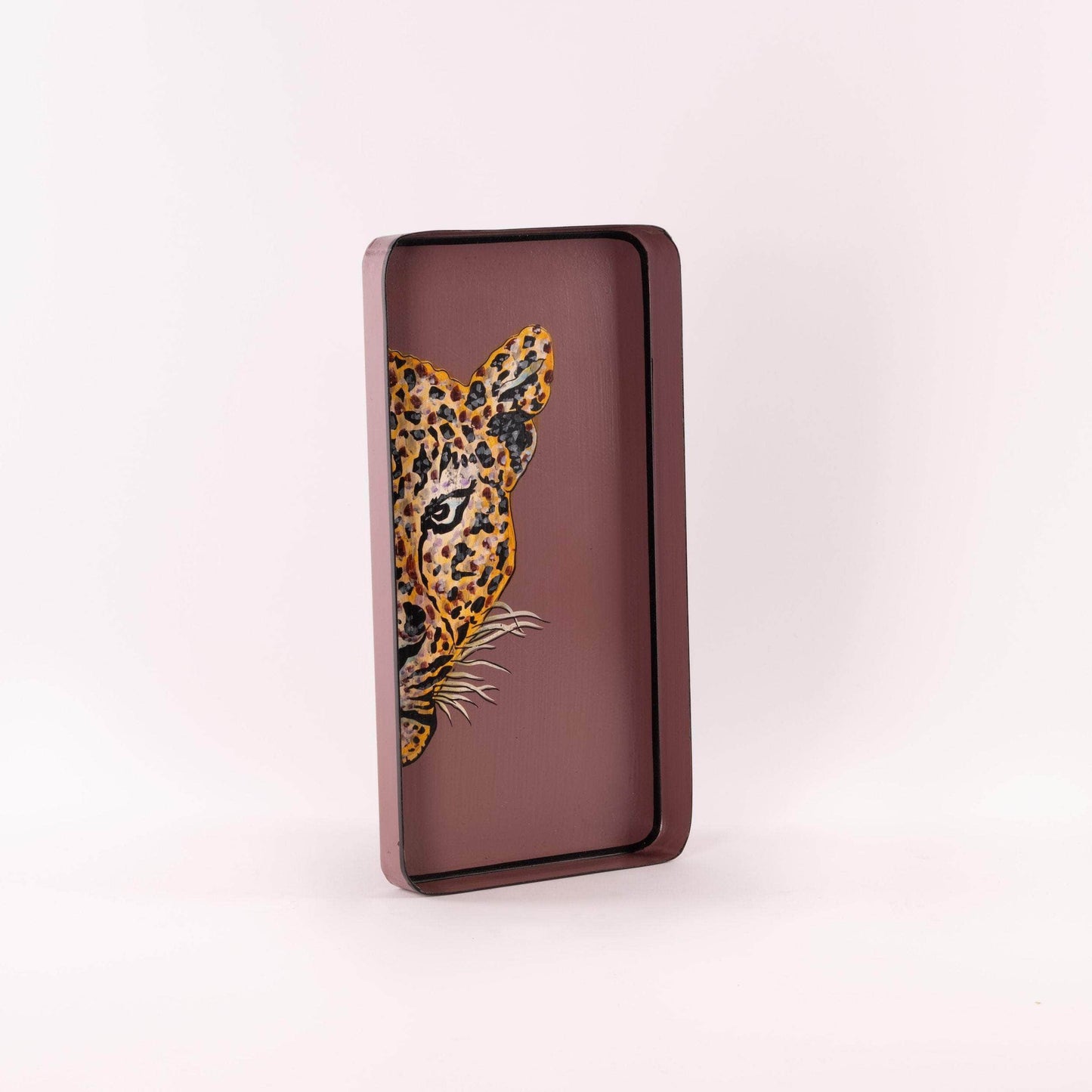 Fauna Hand-Painted Iron Tray - Leopard Right 02