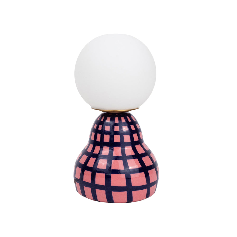 'Grid' Table Lamp w/ Bulb - Pink & Blue