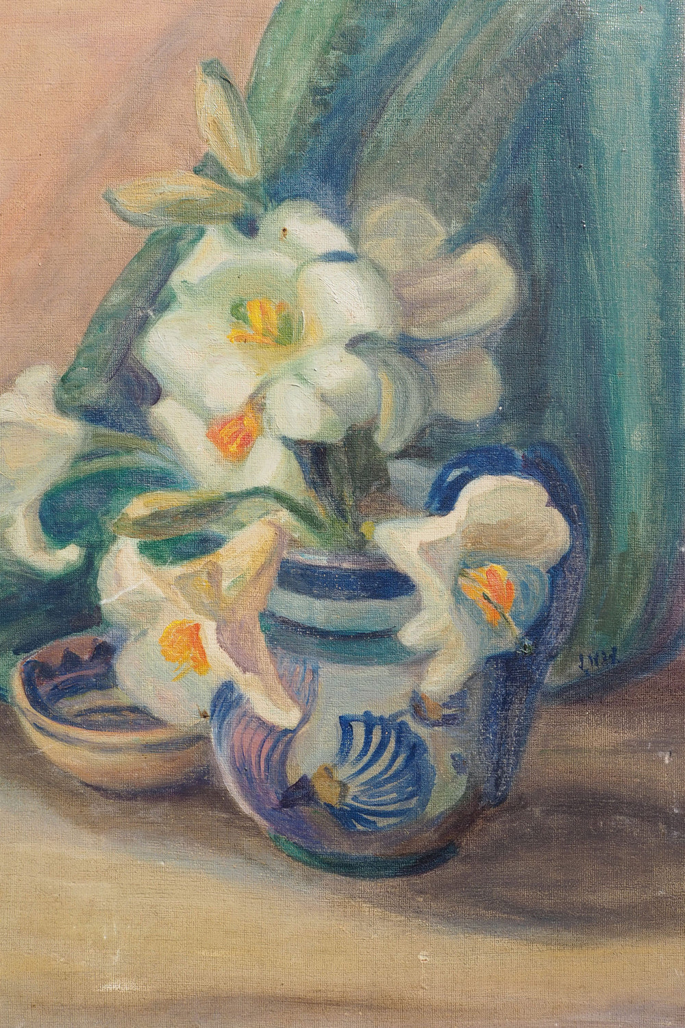 Vintage Oil on Board Still Life Painting