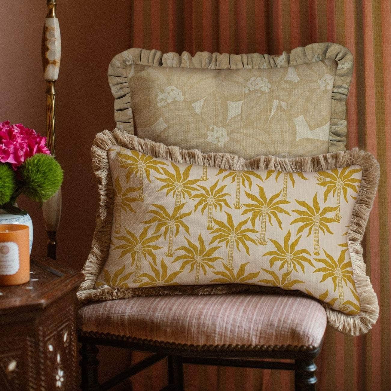 Cushion Laura Mustard & Ecru (50x30cm)