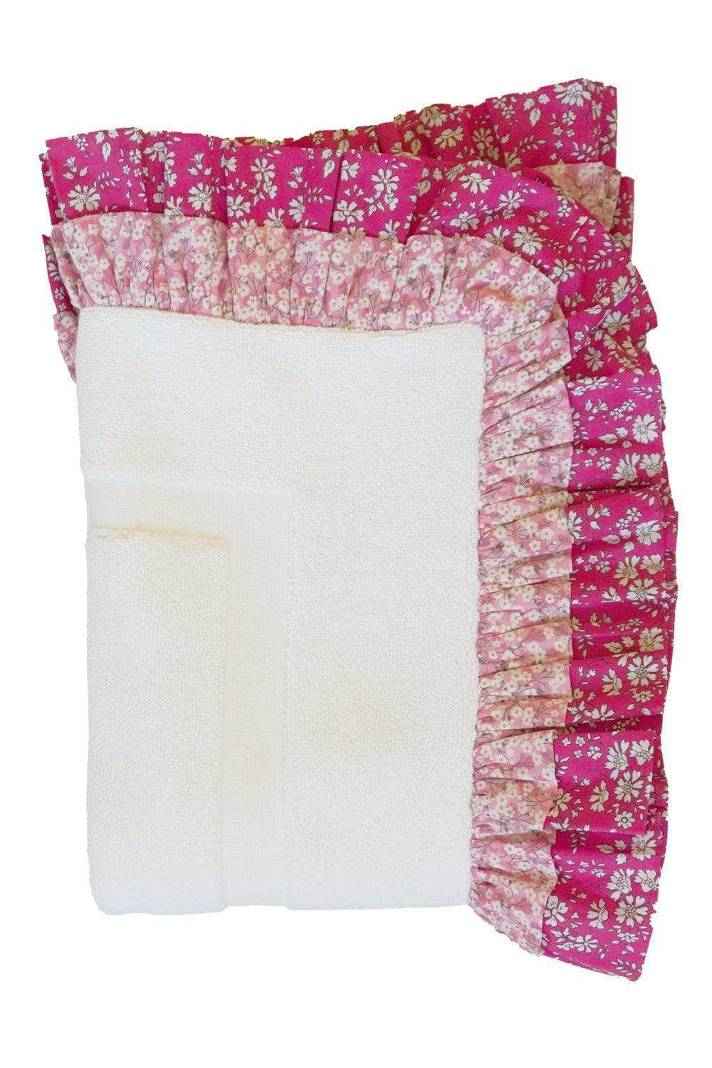 Ruffle Edge Bath Mat Made With Liberty Fabric Mitsi Valeria & Capel Fuchsia