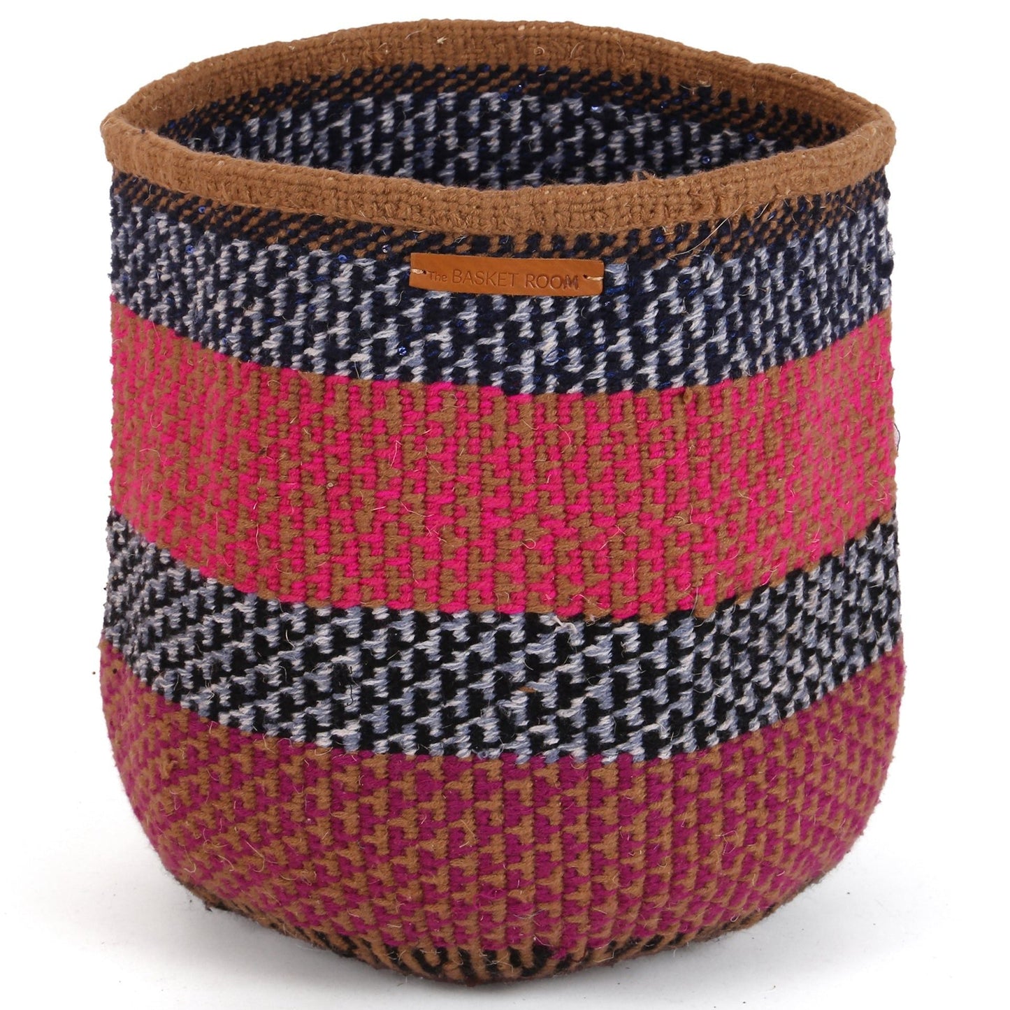 SHAKA: Large Pink, Blue and Brown Wool Basket