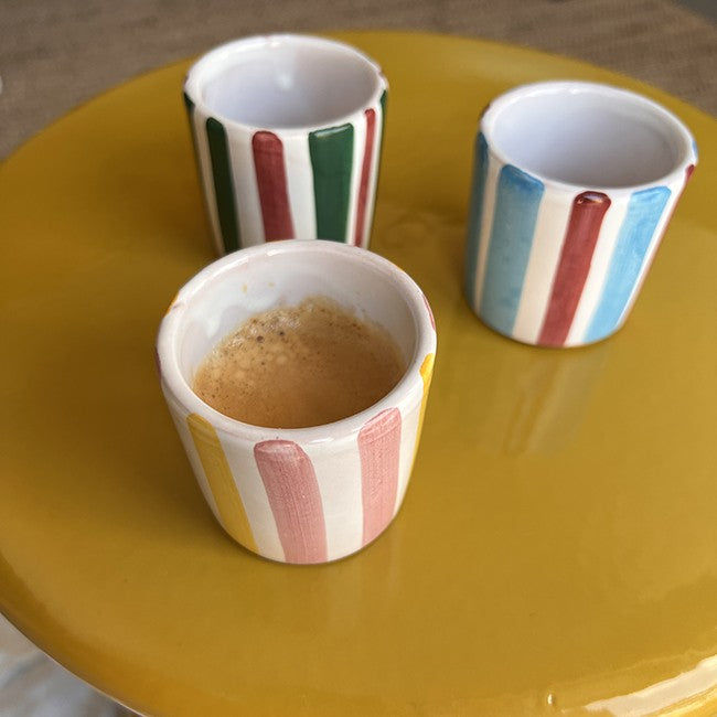 Coffee Cup – Pink and Ochre Stripes