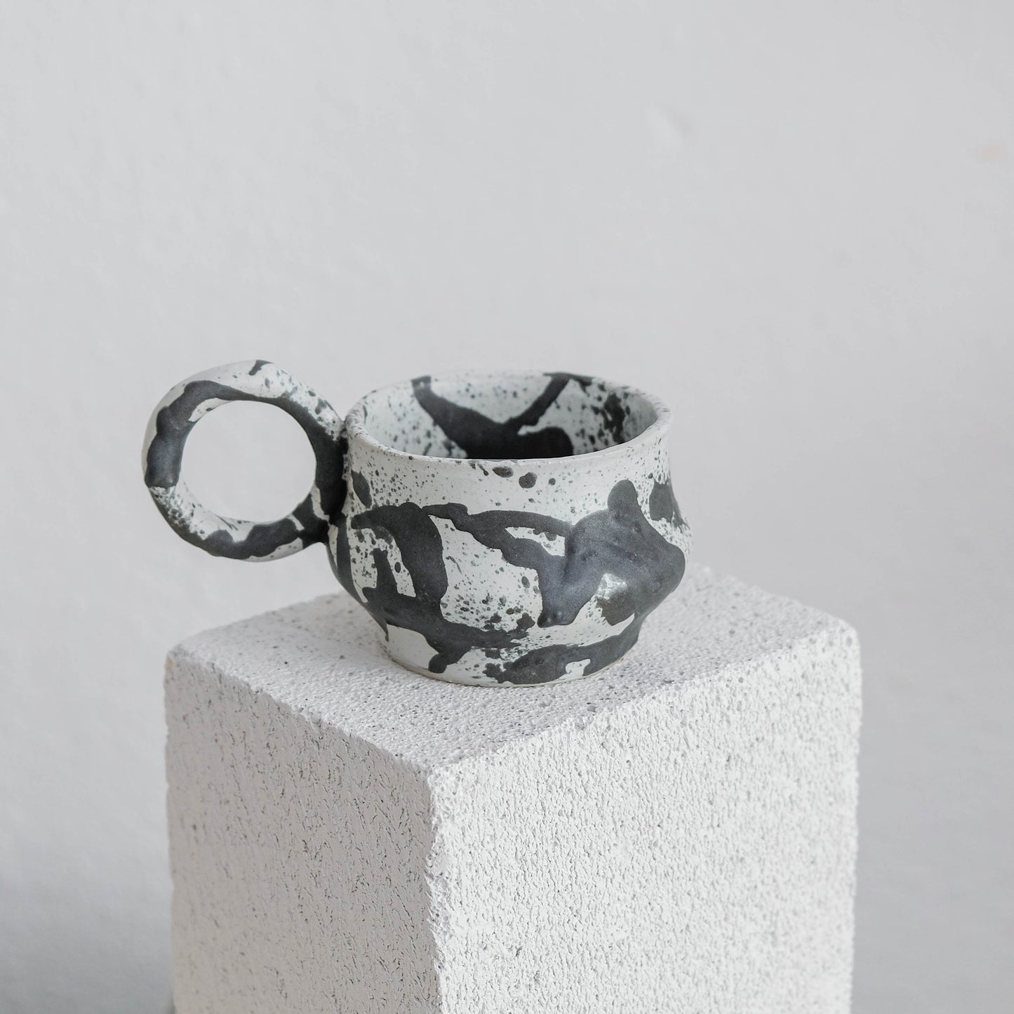 Dalmata S - Porcelain Macchiato Cup - Brush Strokes Black - Set of 2