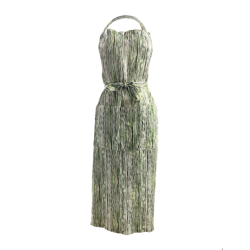Green Stem Printed Linen Apron