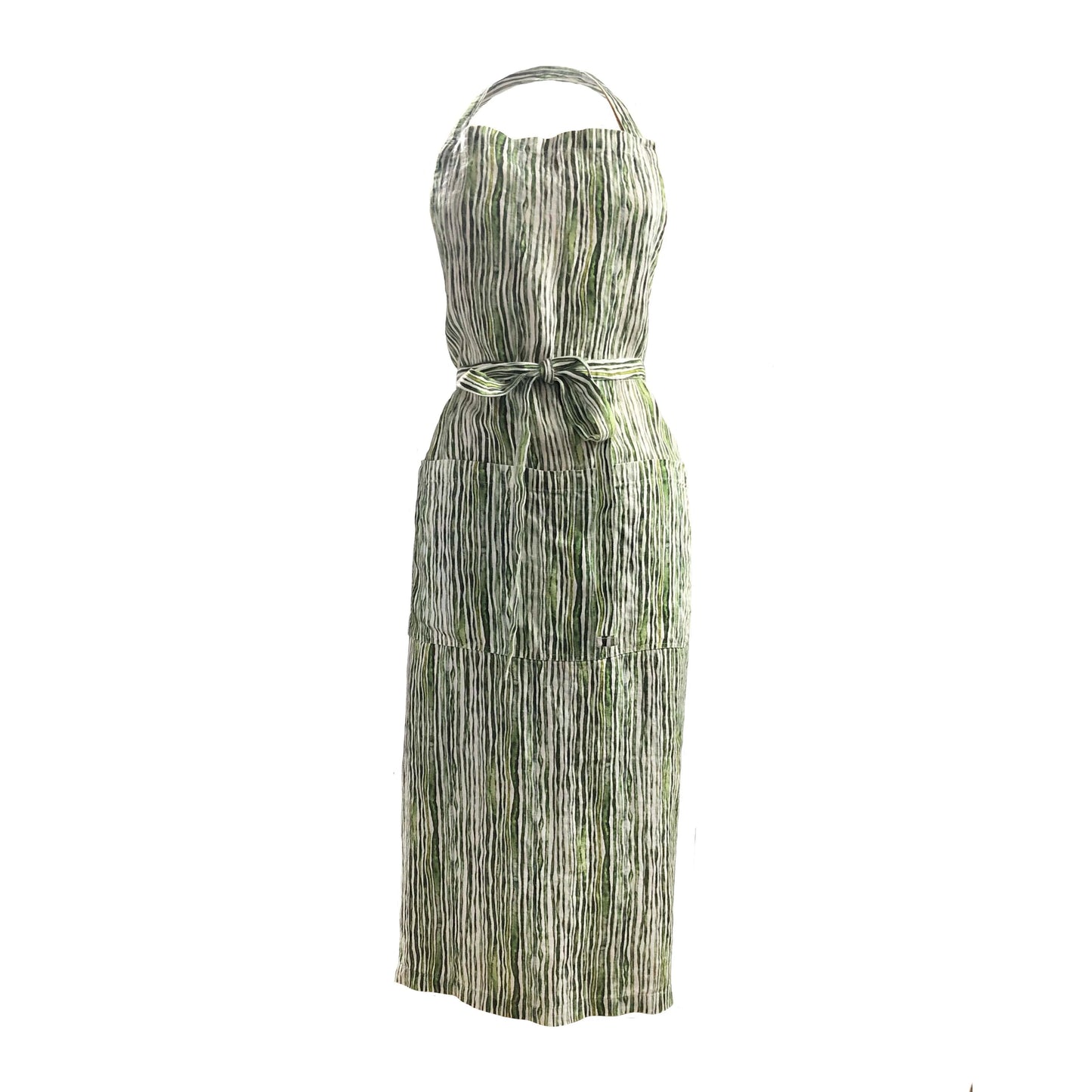 Green Stem Printed Linen Apron
