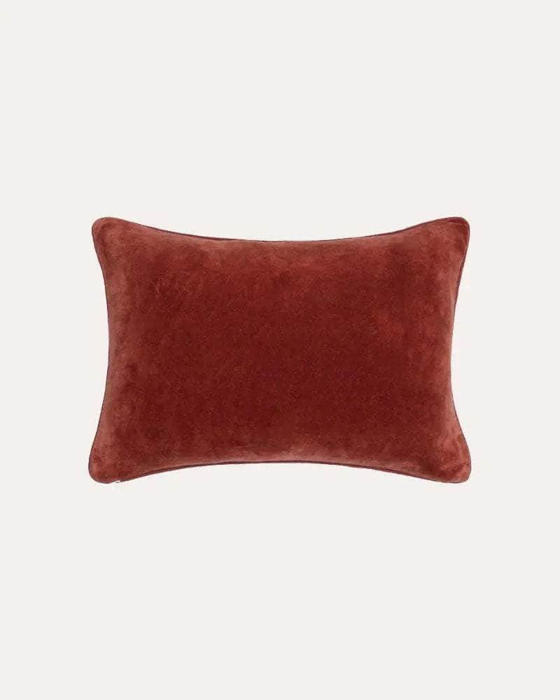 Tara Embroidered Velvet Cushion - Carmine Red