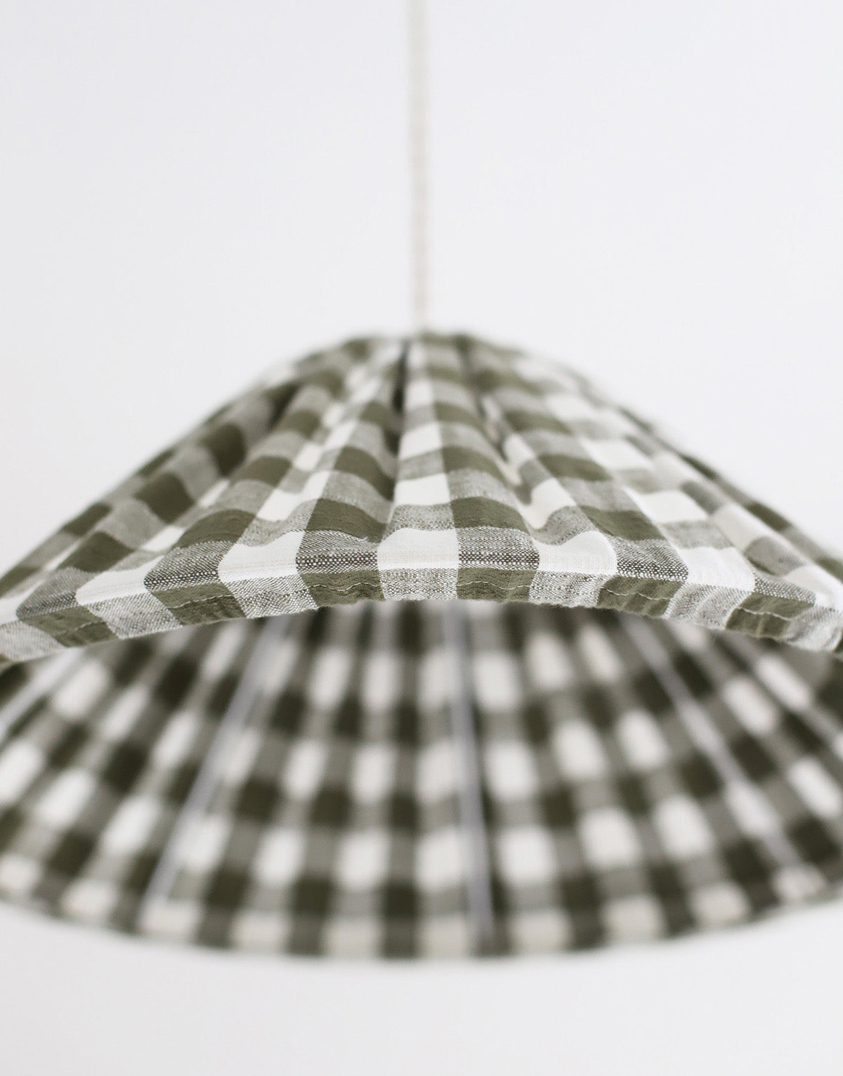 Malala Conical Pendant Light in Khaki with Large Check Pattern