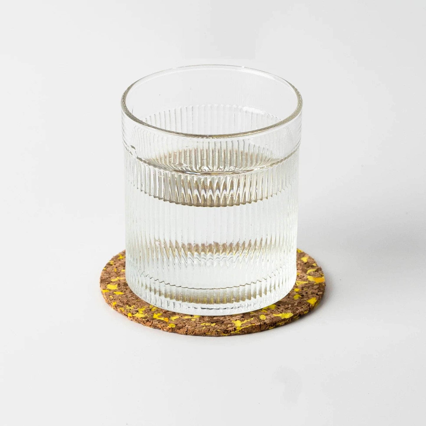 Yellow Speckled Round Cork Coasters - Set of 4