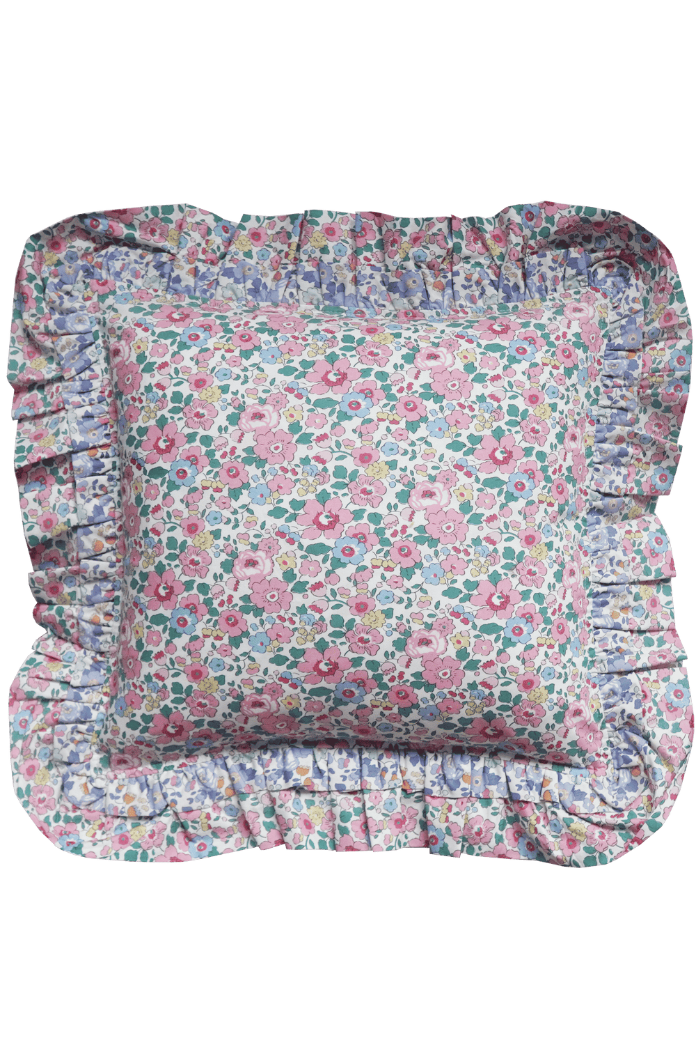 Double Ruffle Cushion Made With Liberty Fabric Betsy Candy Floss