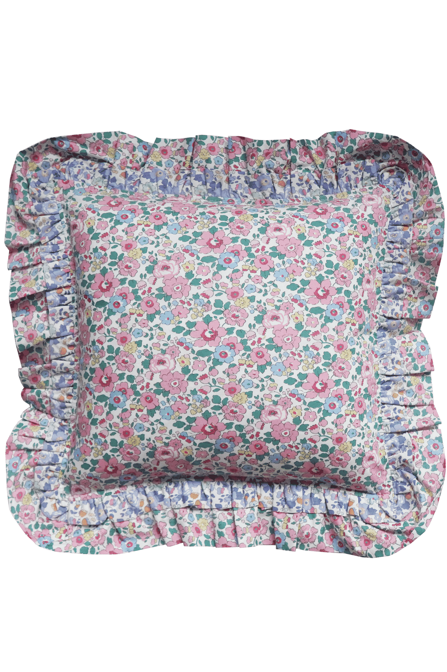 Double Ruffle Cushion Made With Liberty Fabric Betsy Candy Floss