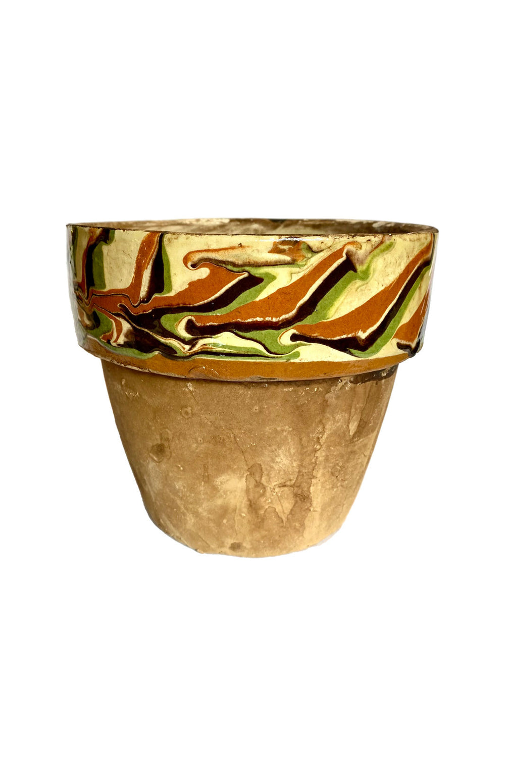 Vintage Off White Marbled Planter