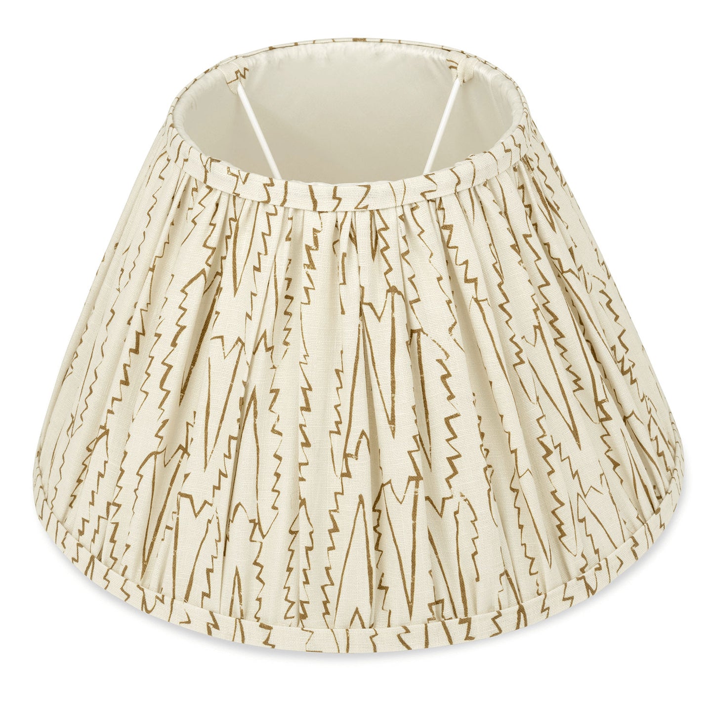 Made to Order Hand Pleated Empire Lampshade in Serrata Print Old Gold