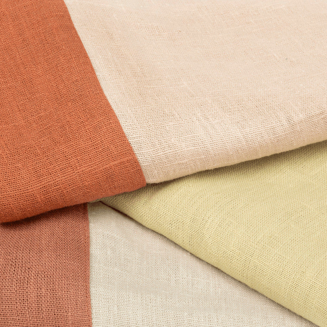 Linen Throw in Putty with Terracotta Border