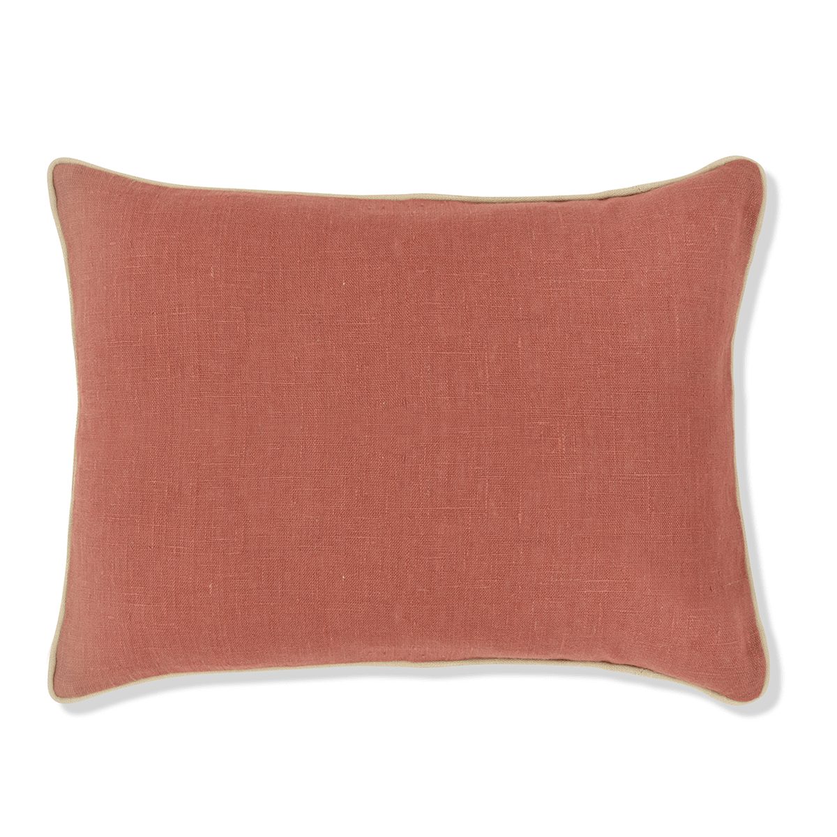 Sirin Terracotta Cushion with Pale Gold Piping