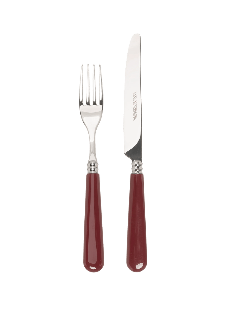 Burgundy Knife and Fork Set