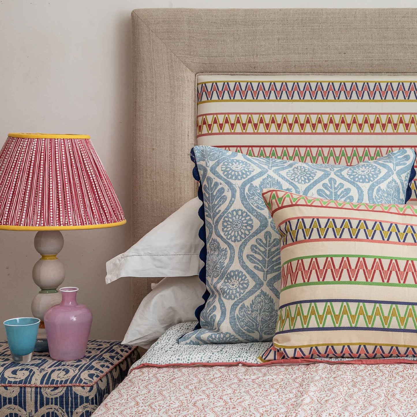 Single Floral Star Quilt Pink Blue